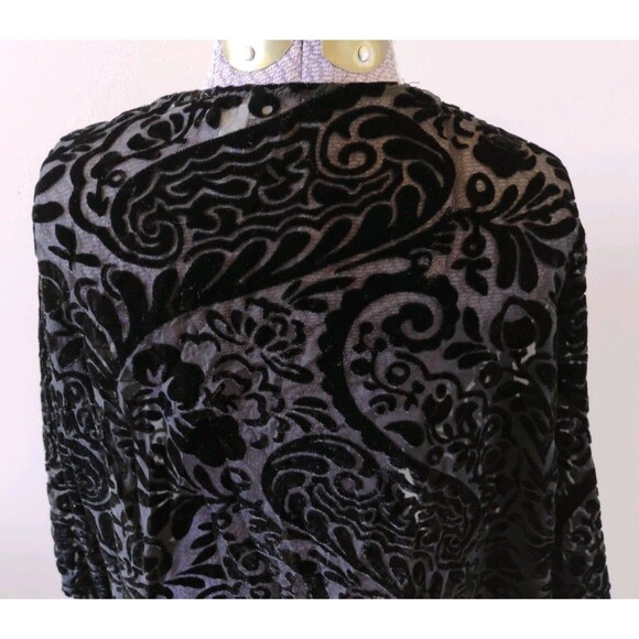 Black Velvet Jacket Shrug Size M Black Burn Out Cocktail Party Wedding EUC - Picture 6 of 10